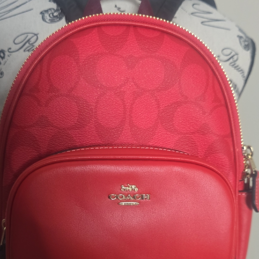 Coach Jordyn Signature Monogram Red W/ Gold Hardware Mini Backpack (NWOT)✨️❤️✨️ - Picture 3 of 13